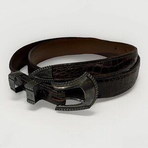 RDM Randall Moore Brown Alligator Skin Sterling Silver Western Belt